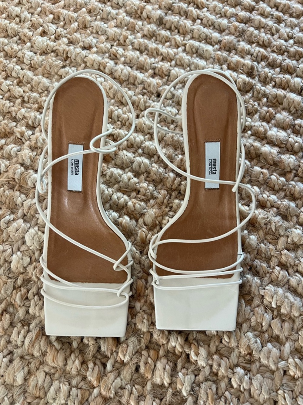 Miista Sally Crab White Strappy Square-Toe Sandals